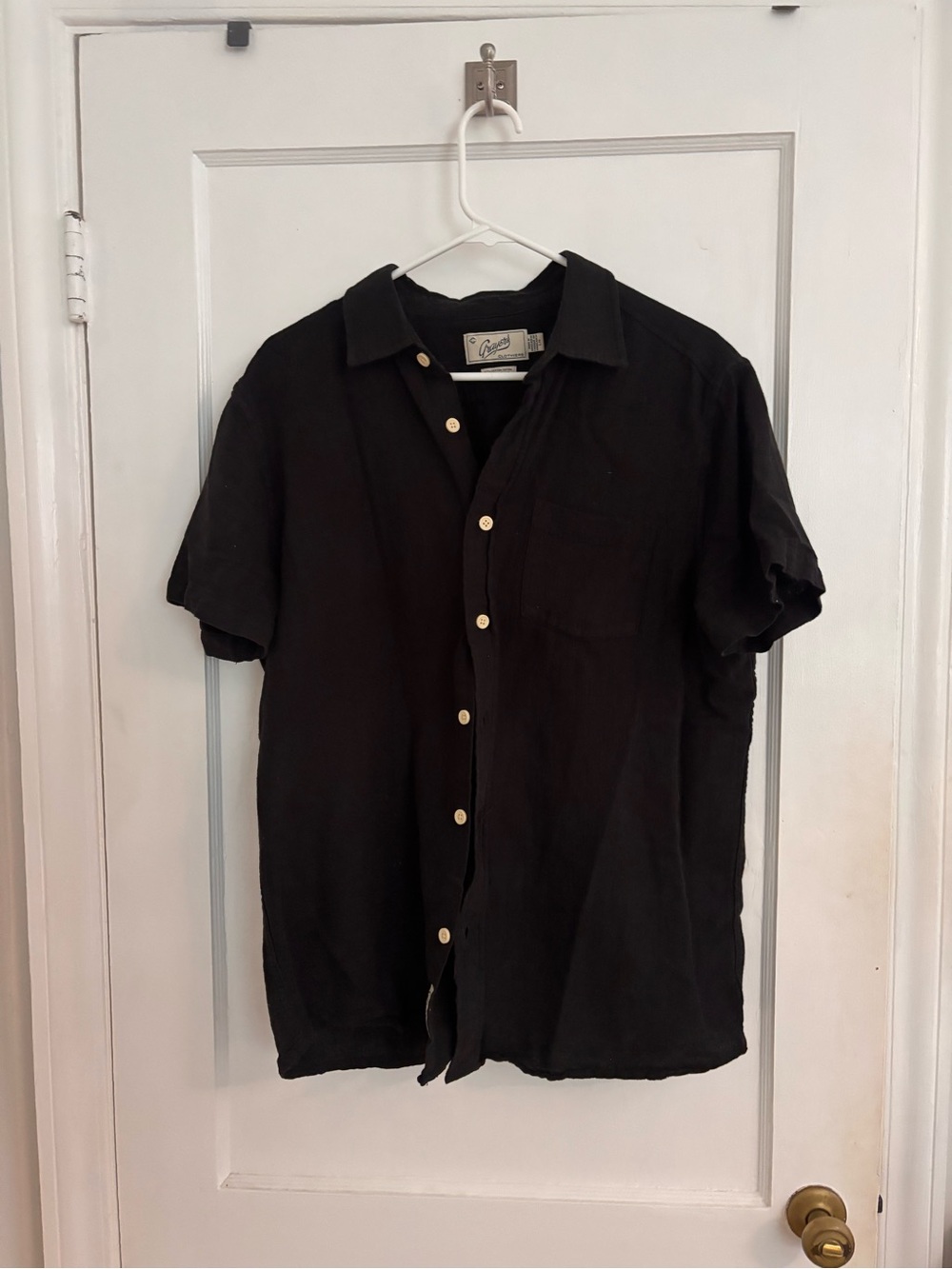 Grayers Black Short-Sleeve Button-Down Shirt with Chest Pocket